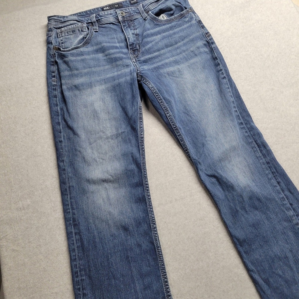 BKE Jake Mens Straight Leg Jeans 36x32 Blue Medium Wash Denim Stretch Casual - Picture 2 of 10